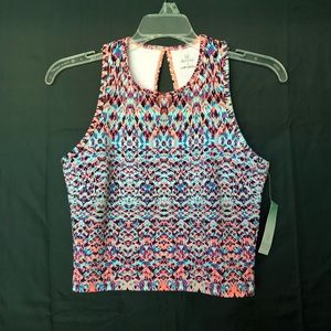 NWT Decree Racerback Printed Crop Tank Top